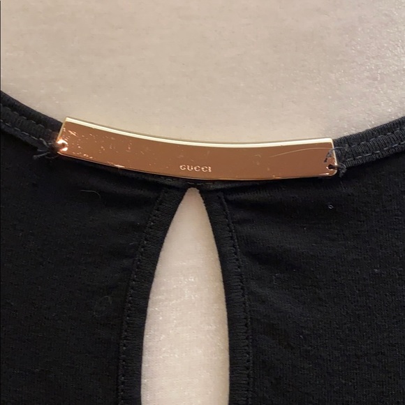 Auth Gucci Italy silver hardware cut out long sleeve small shirt Blk - Picture 2 of 8